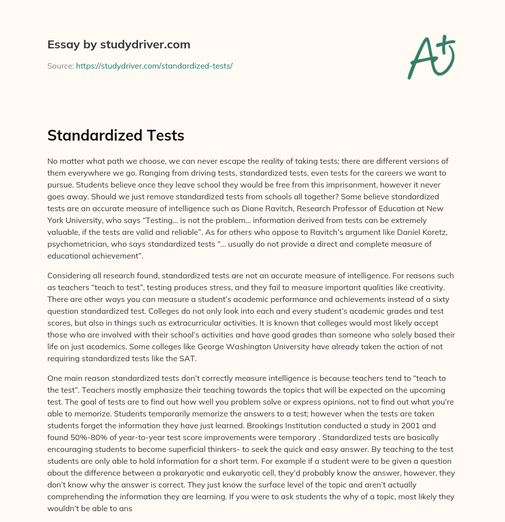 Standardized Tests essay