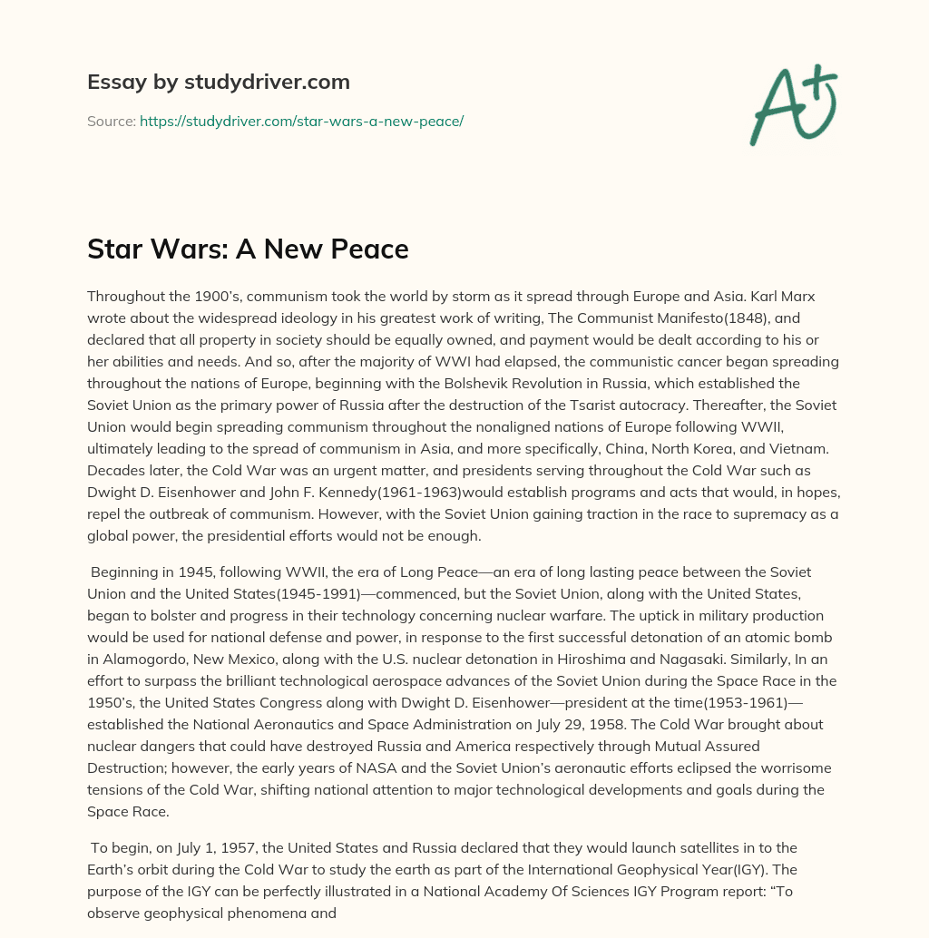Star Wars: a New Peace essay