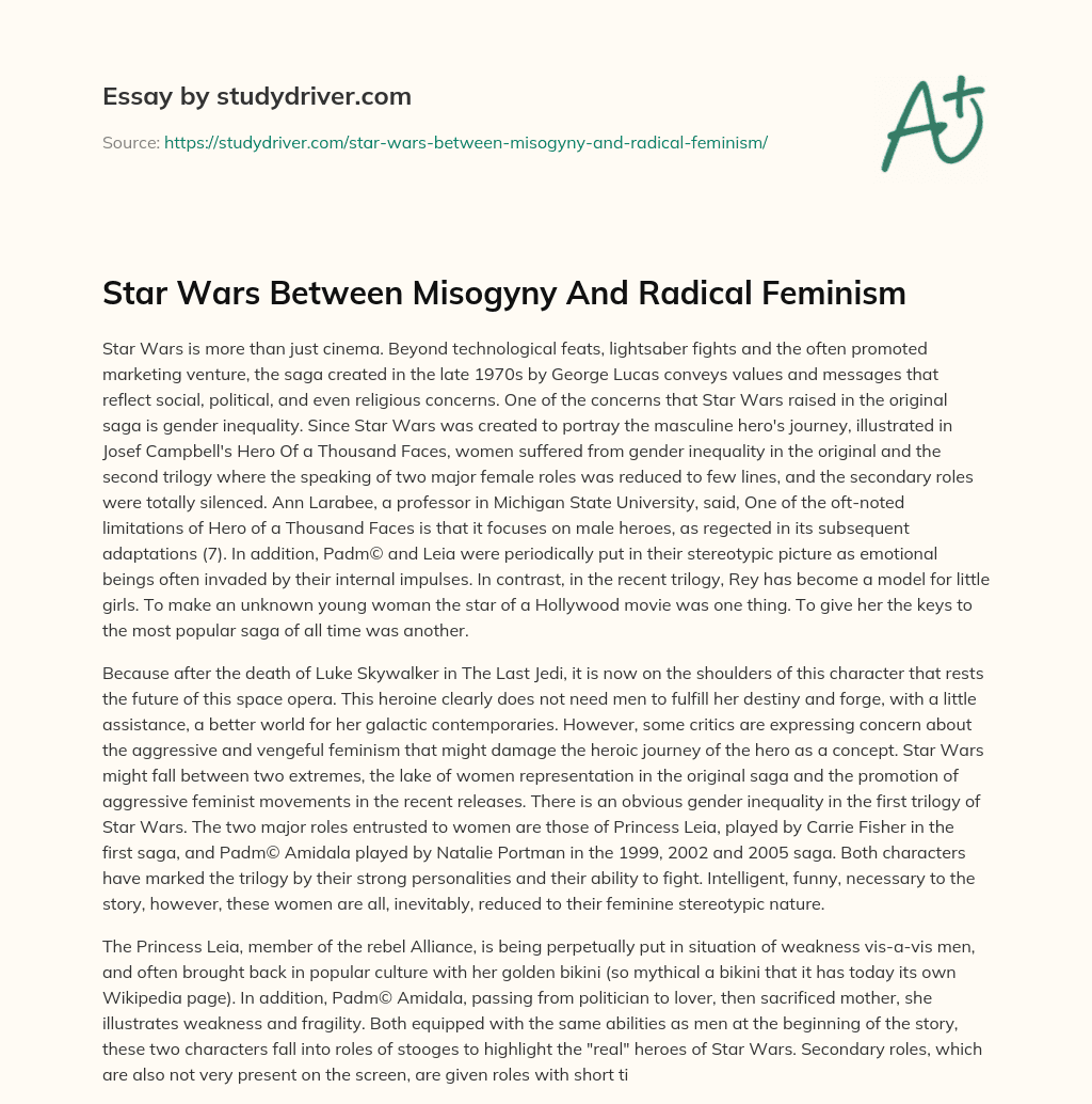 Star Wars between Misogyny and Radical Feminism essay