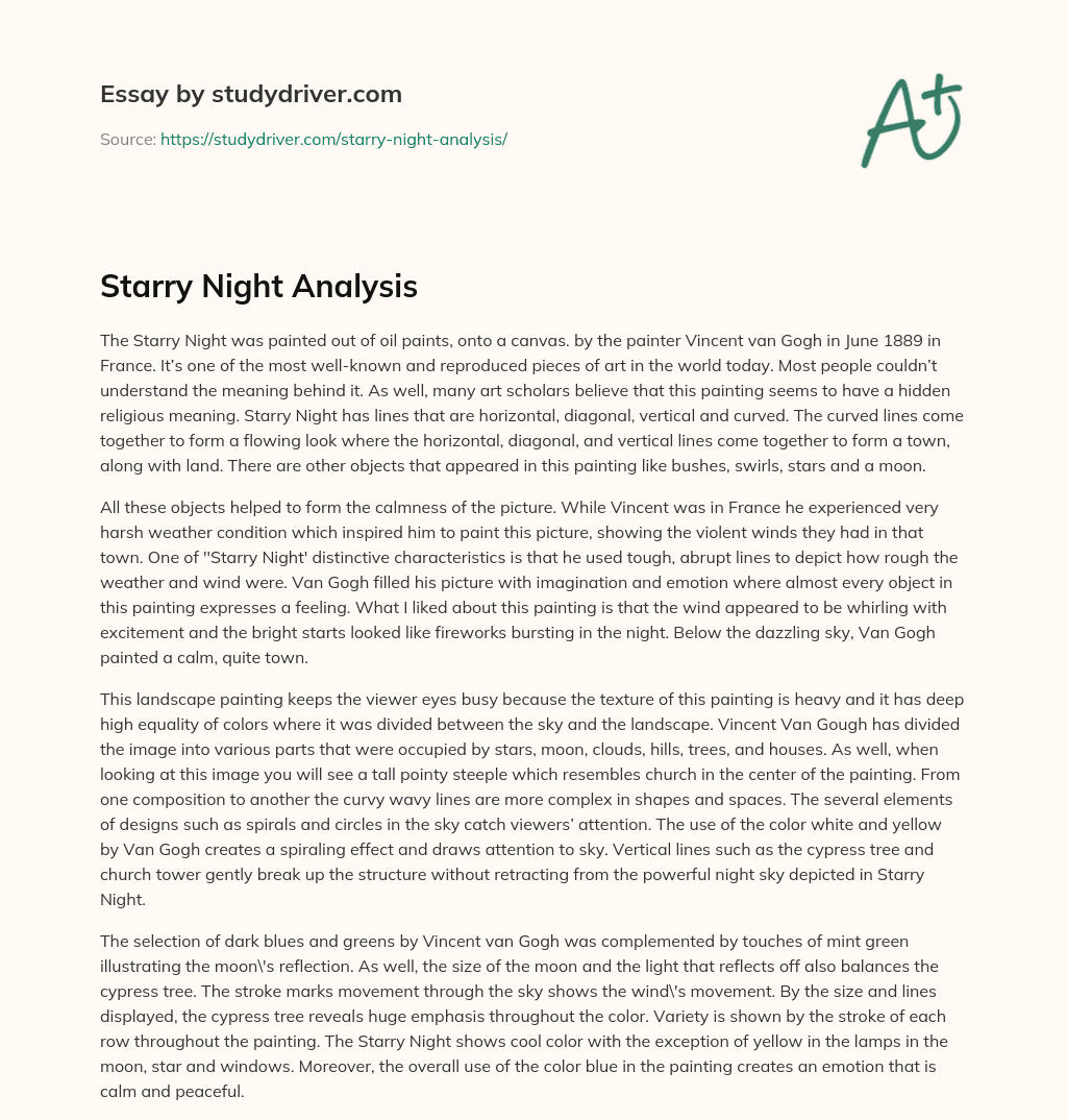 Starry Night Analysis essay