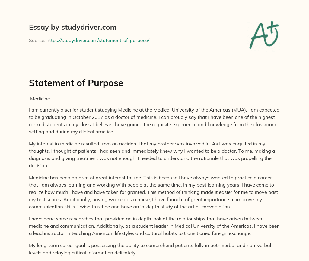 Statement of Purpose essay