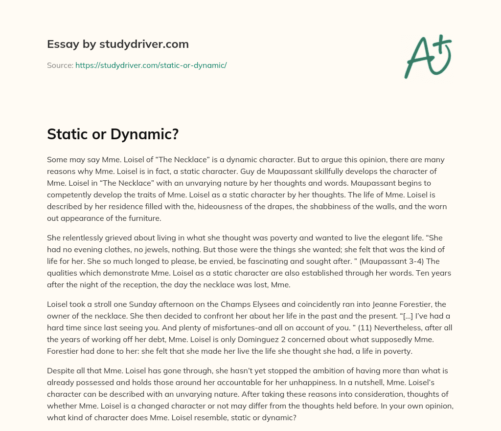 Static or Dynamic? essay