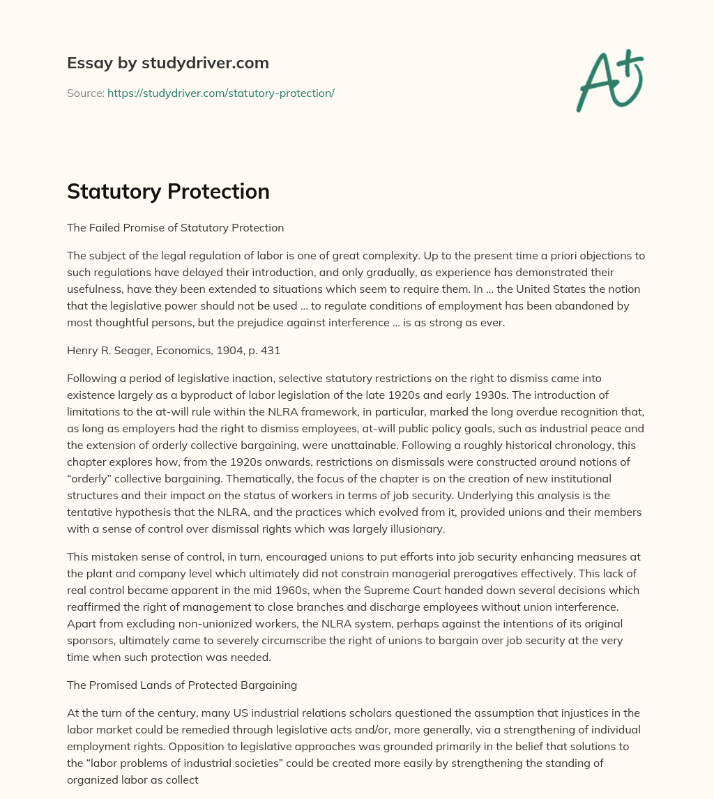 Statutory Protection essay