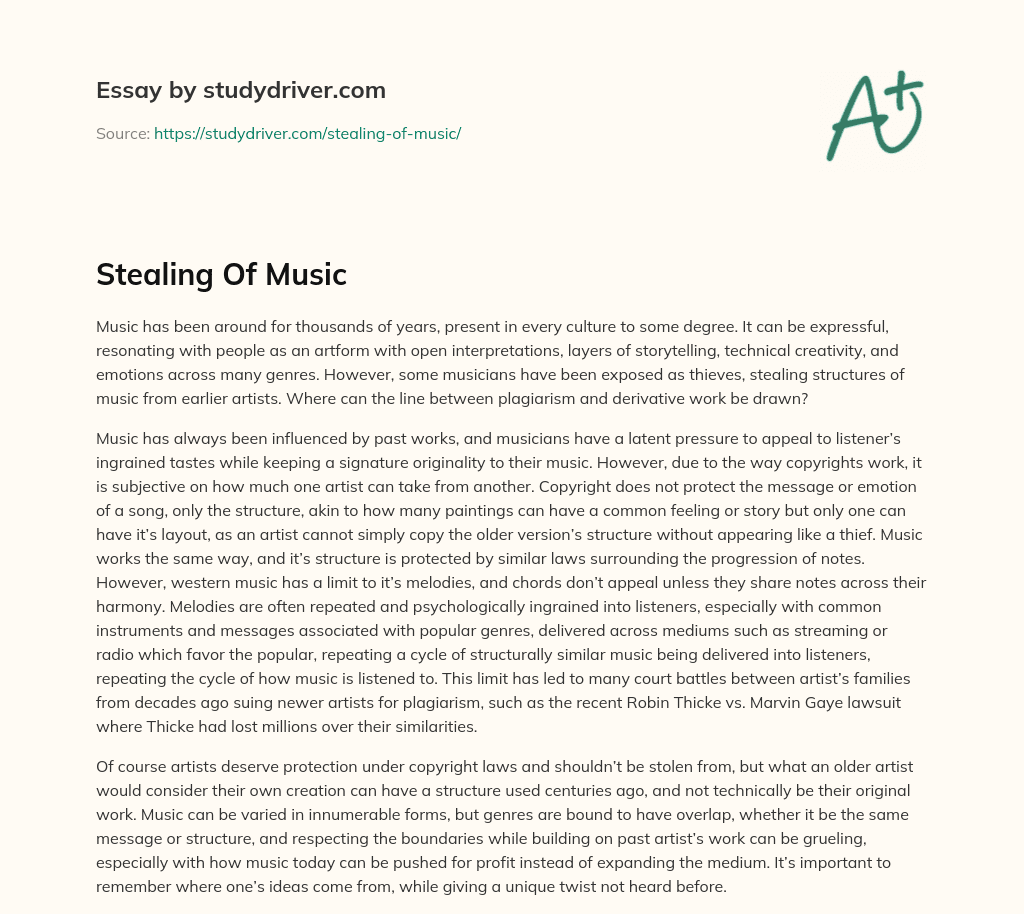 Stealing of Music essay
