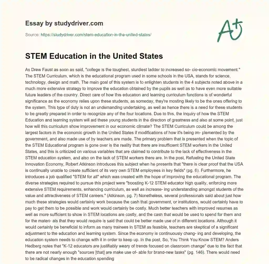 STEM Education in the United States essay