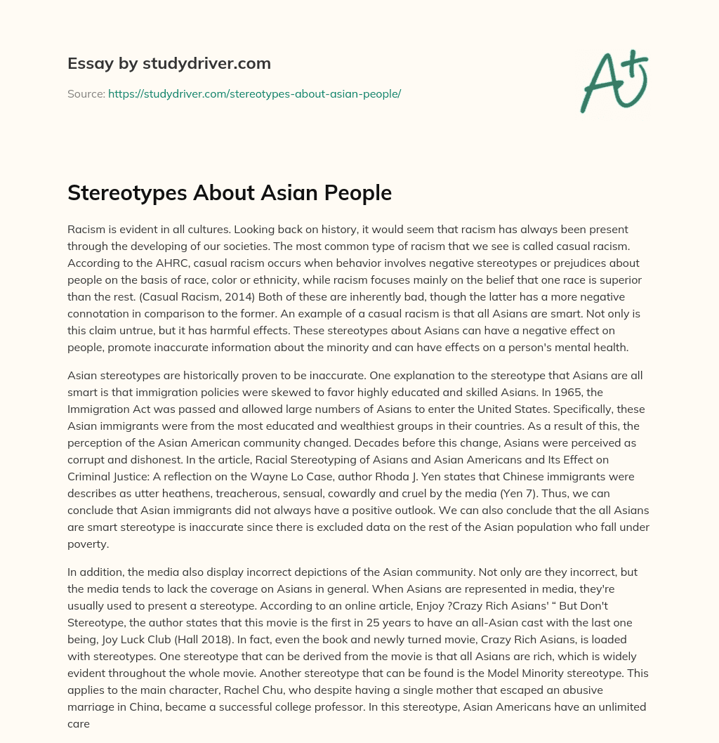 Stereotypes about Asian People essay