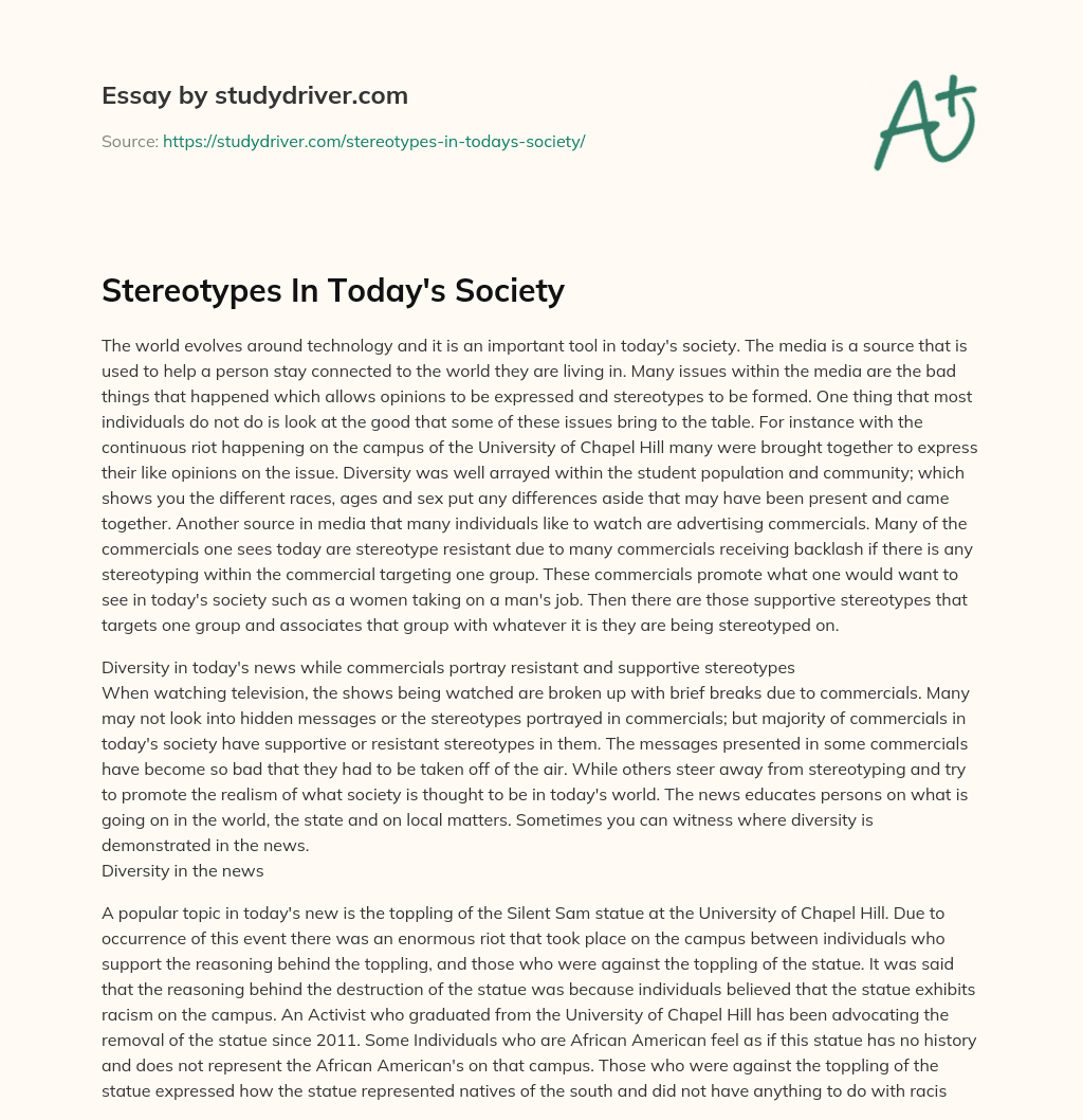 Stereotypes in Today’s Society essay