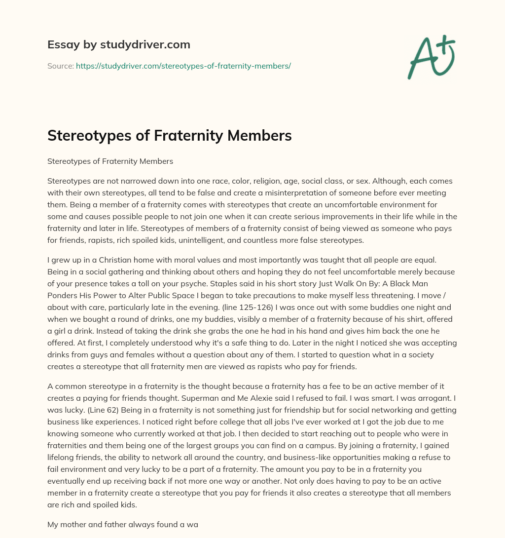 Stereotypes of Fraternity Members essay