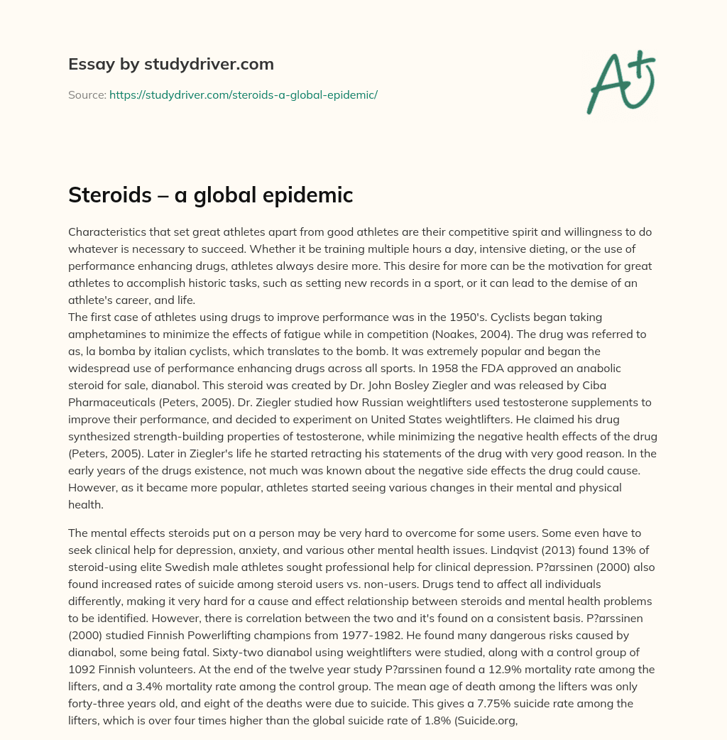Steroids – a Global Epidemic essay
