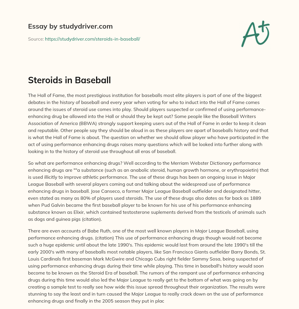 Steroids in Baseball essay