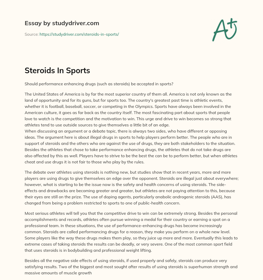 Steroids in Sports essay