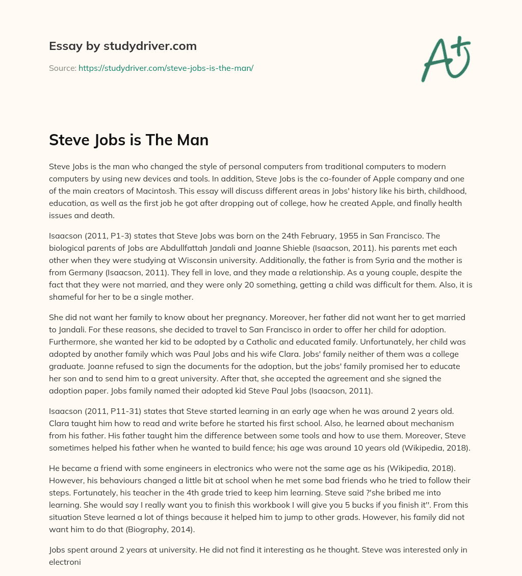 Steve Jobs is the Man essay
