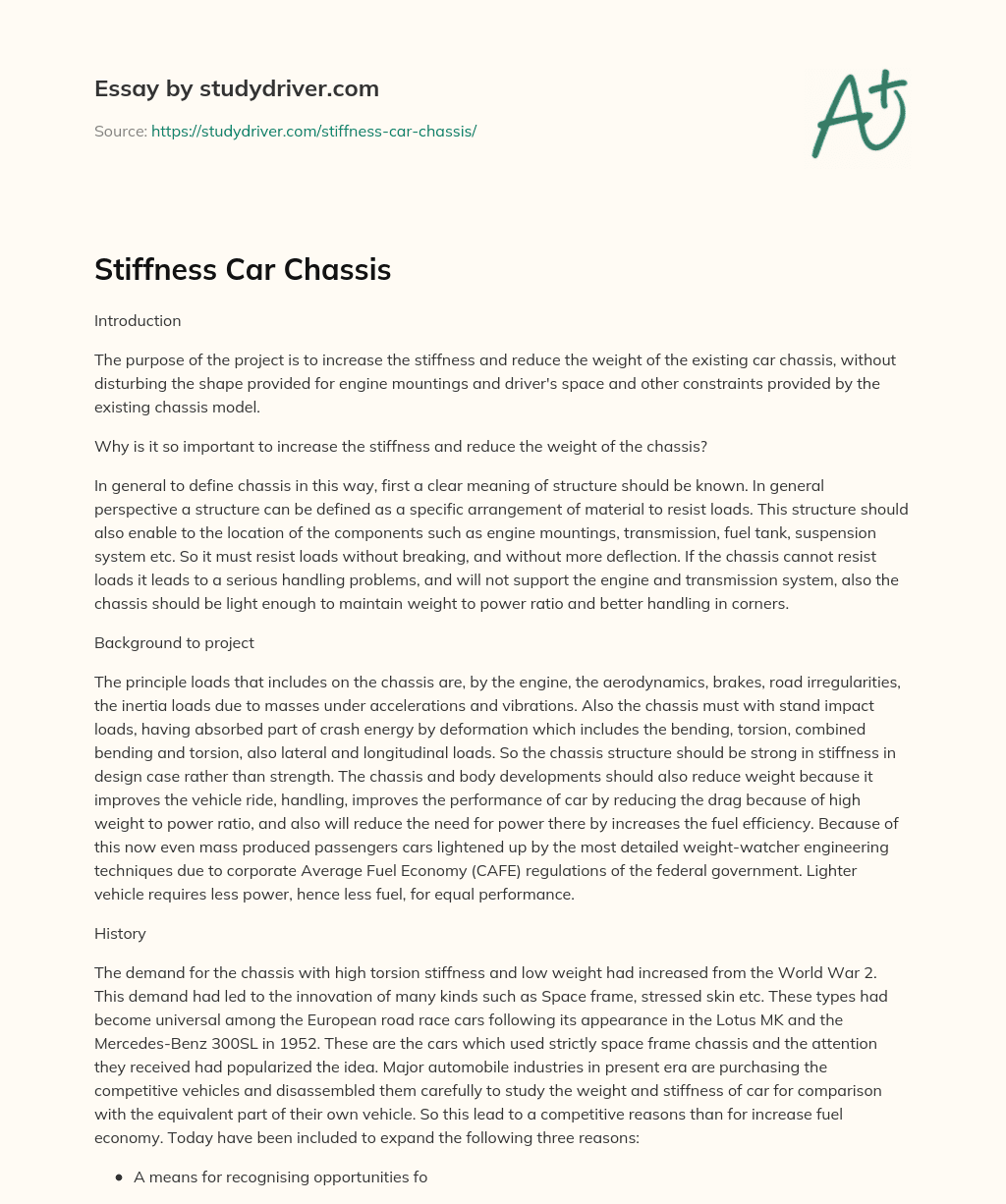 Stiffness Car Chassis essay