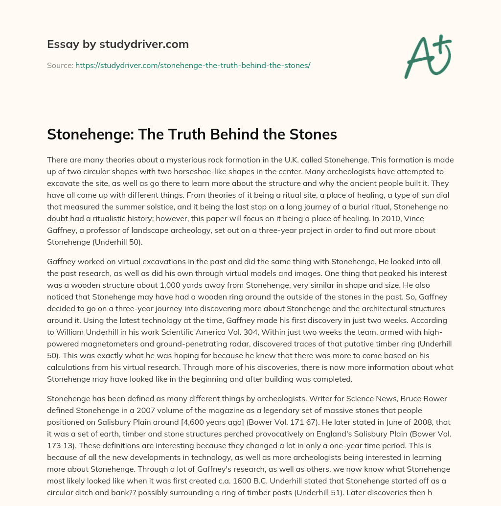 Stonehenge: the Truth Behind the Stones essay