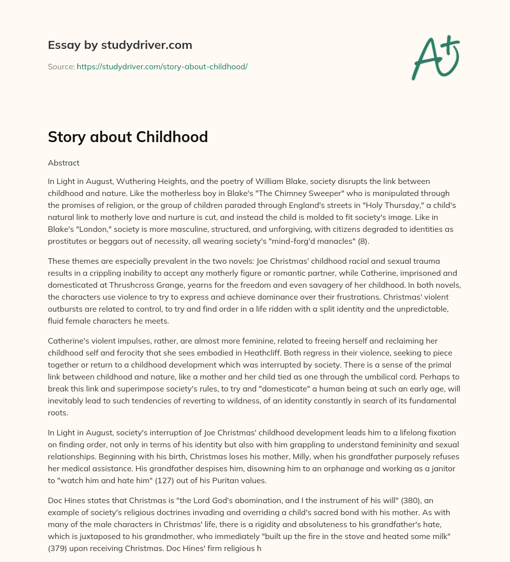 Story about Childhood essay