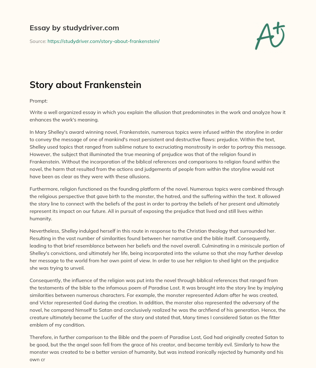 Story about Frankenstein essay