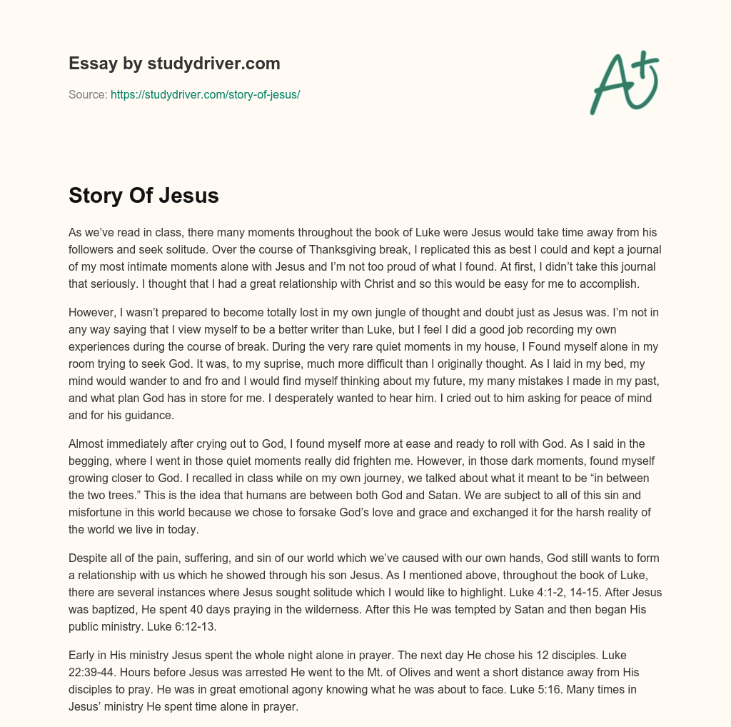 Story of Jesus essay