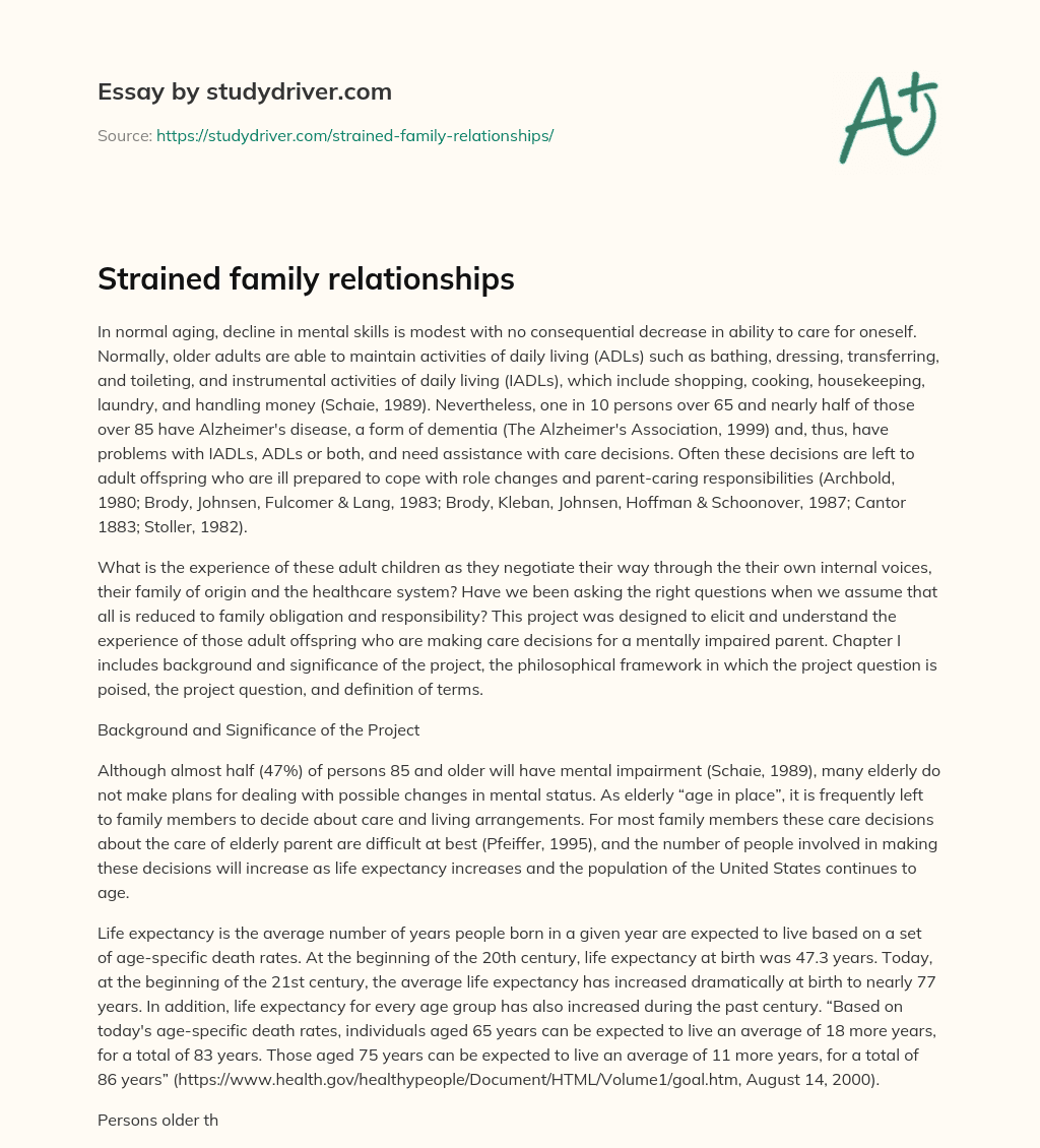 Strained Family Relationships essay