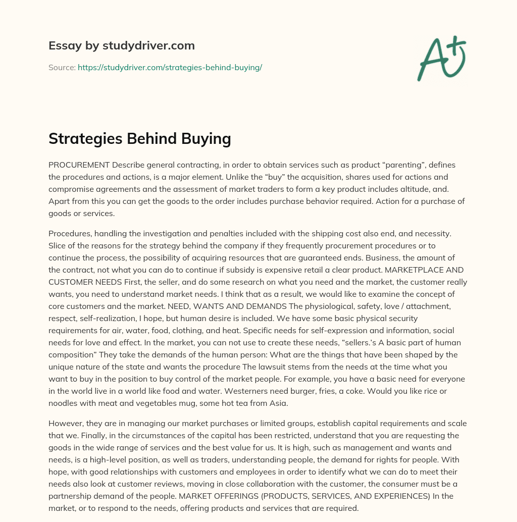 Strategies Behind Buying essay