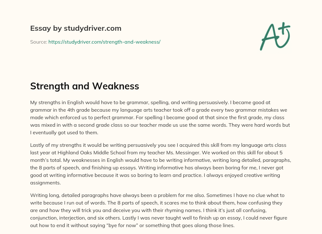 Strength and Weakness essay