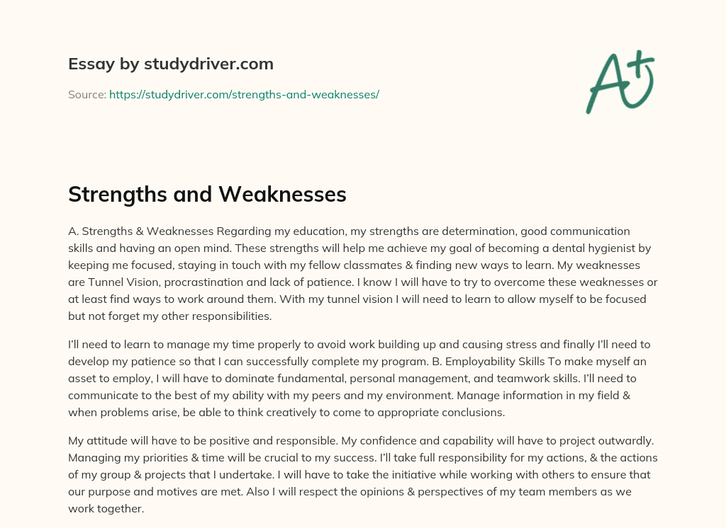 Strengths and Weaknesses essay