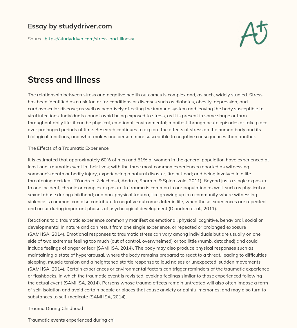 Stress and Illness essay