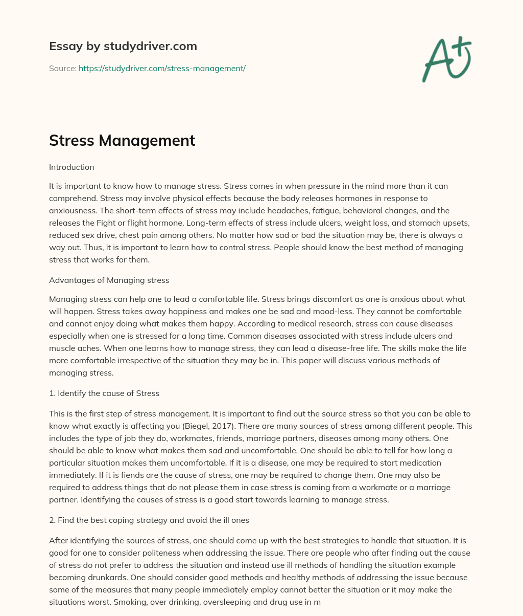 Stress Management essay
