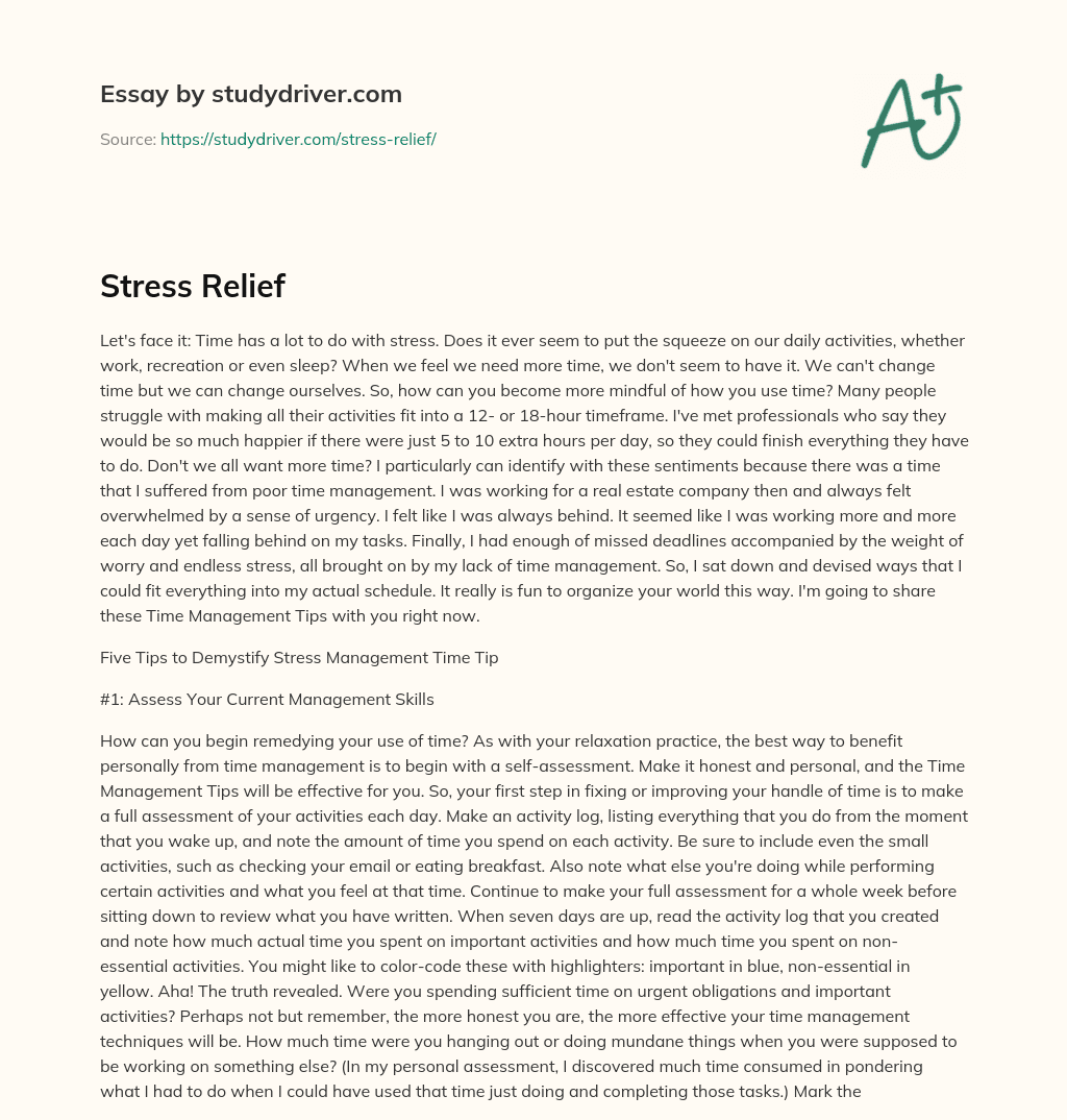 Stress Relief essay