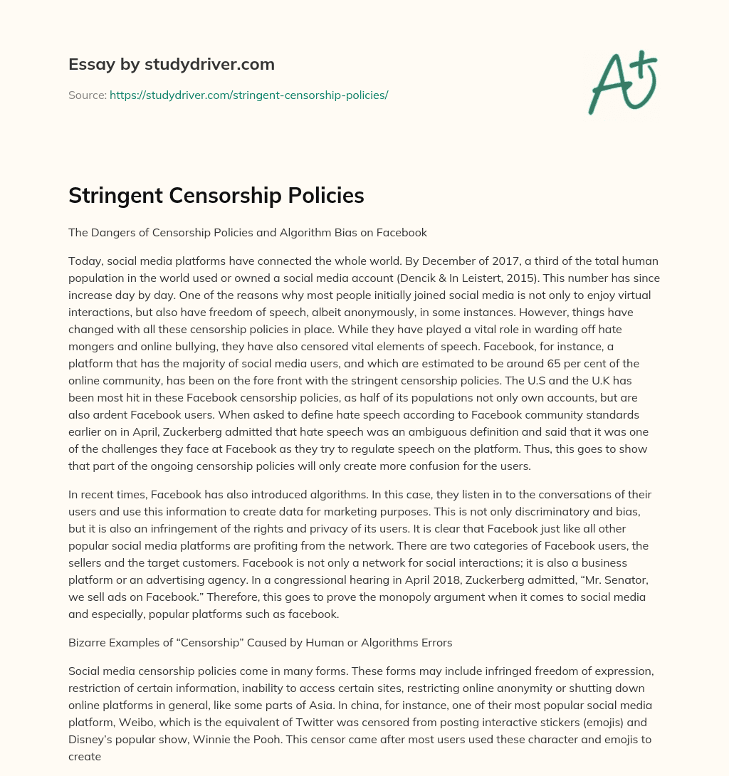 Stringent Censorship Policies essay