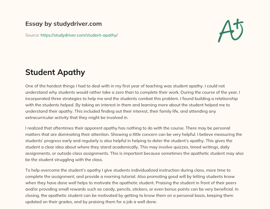 Student Apathy essay