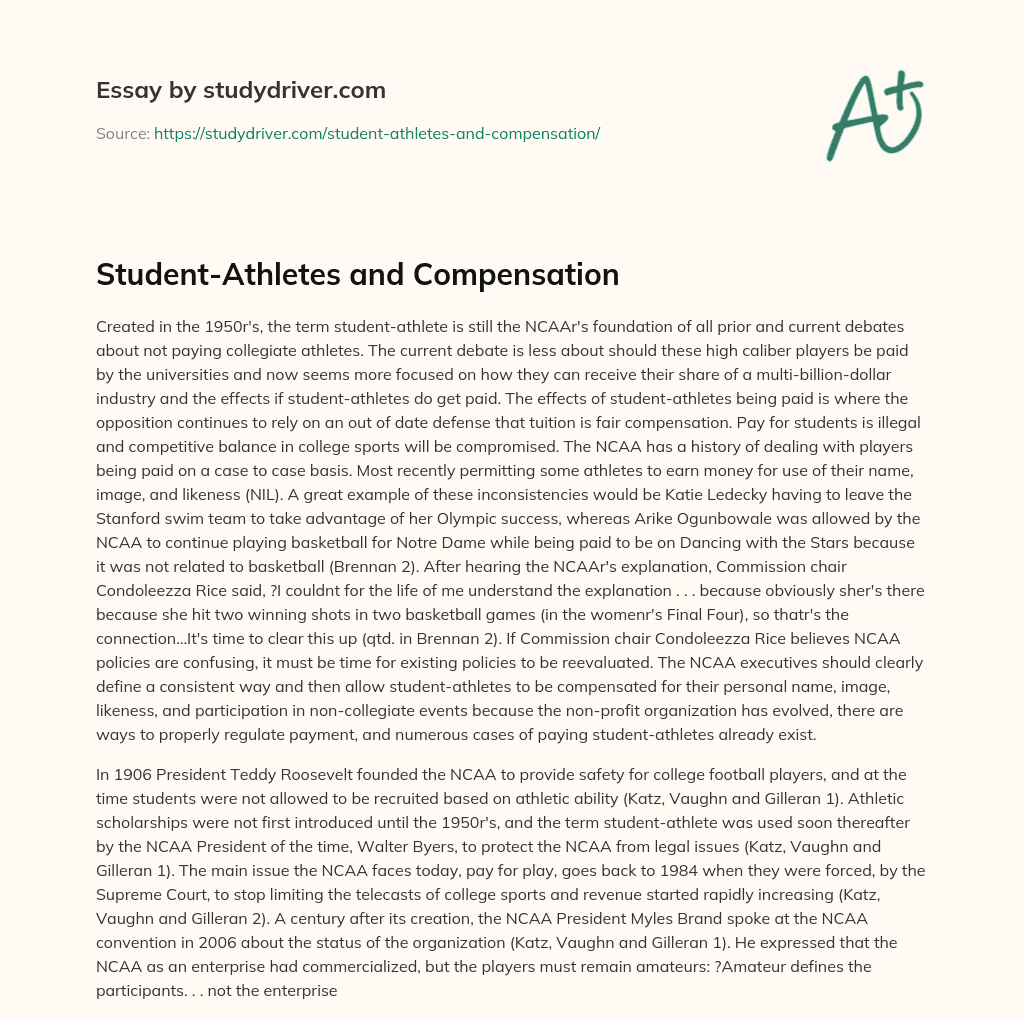 Student-Athletes and Compensation essay