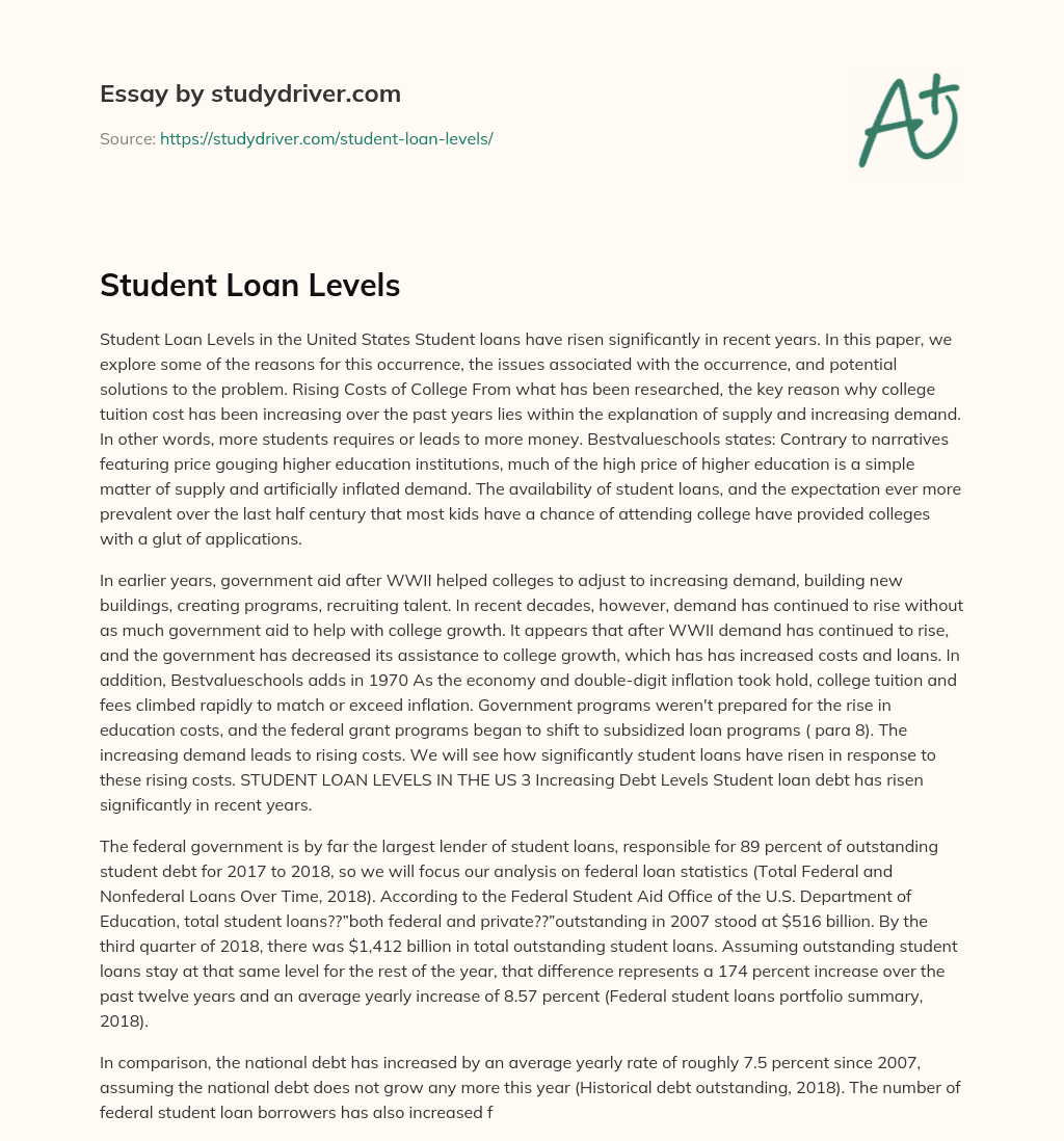Student Loan Levels essay