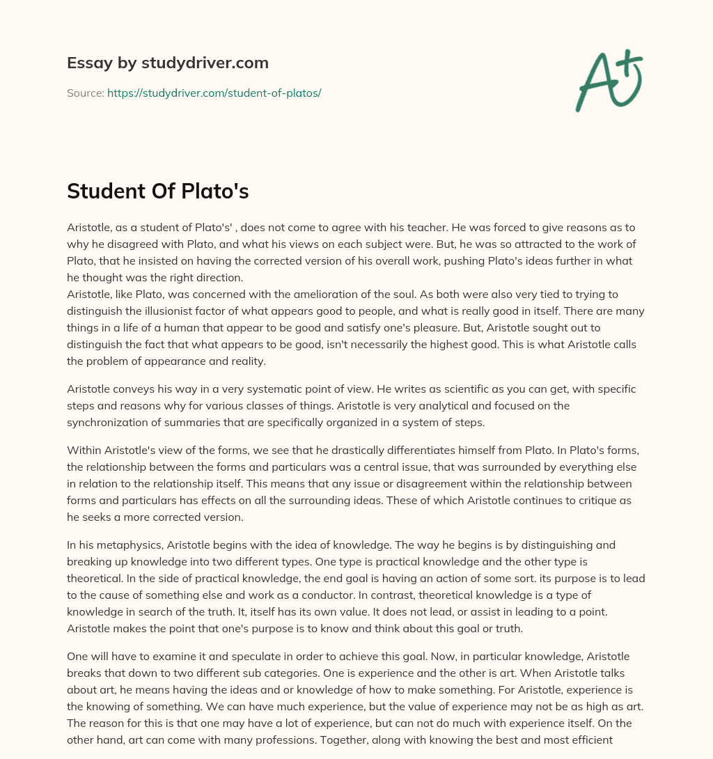Student of Plato’s essay
