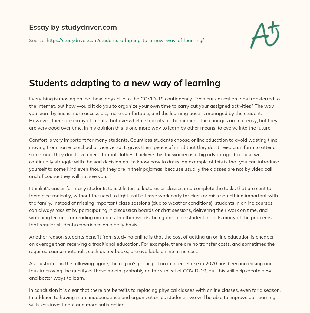Students Adapting to a New Way of Learning essay