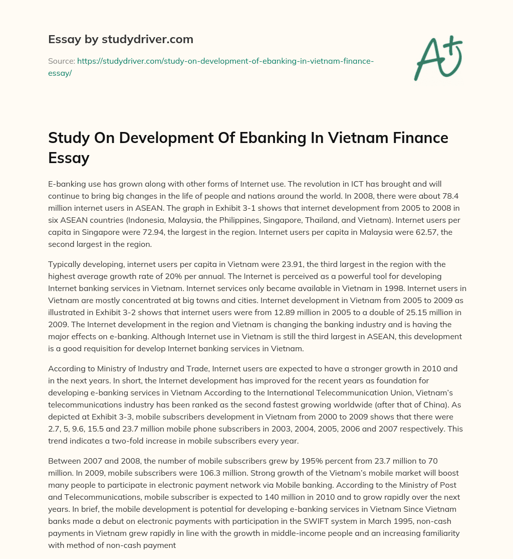 Study on Development of Ebanking in Vietnam Finance Essay essay