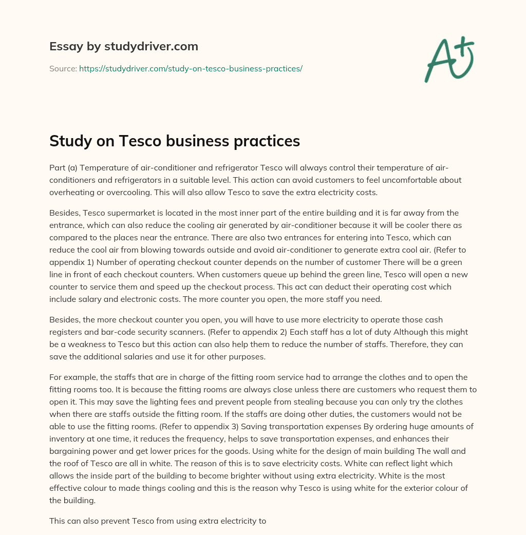 Study on Tesco Business Practices essay