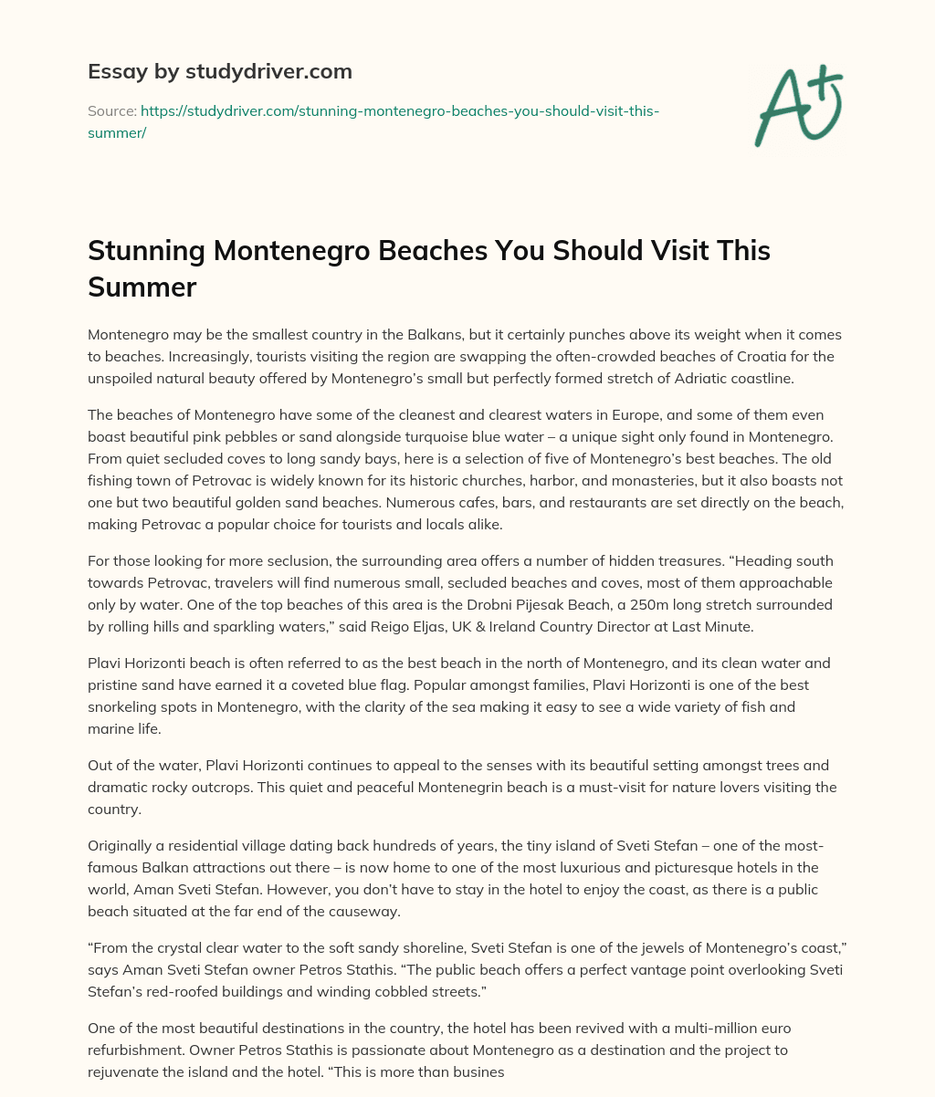 Stunning Montenegro Beaches you should Visit this Summer essay