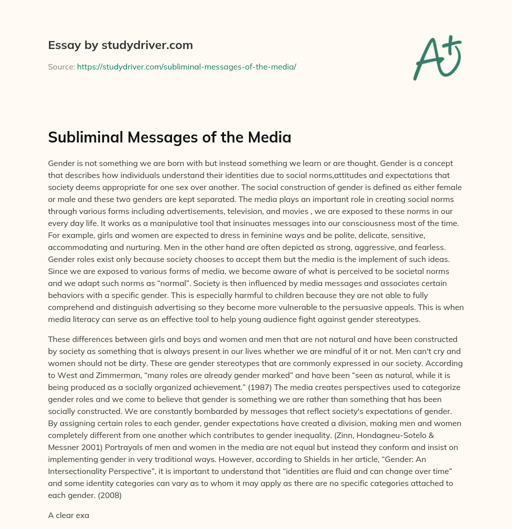 Subliminal Messages of the Media essay