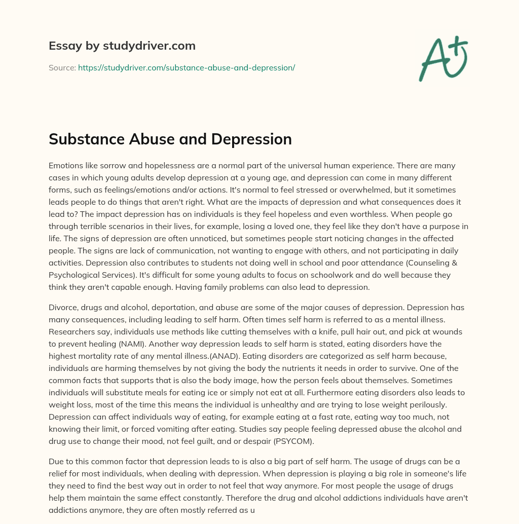Substance Abuse and Depression essay