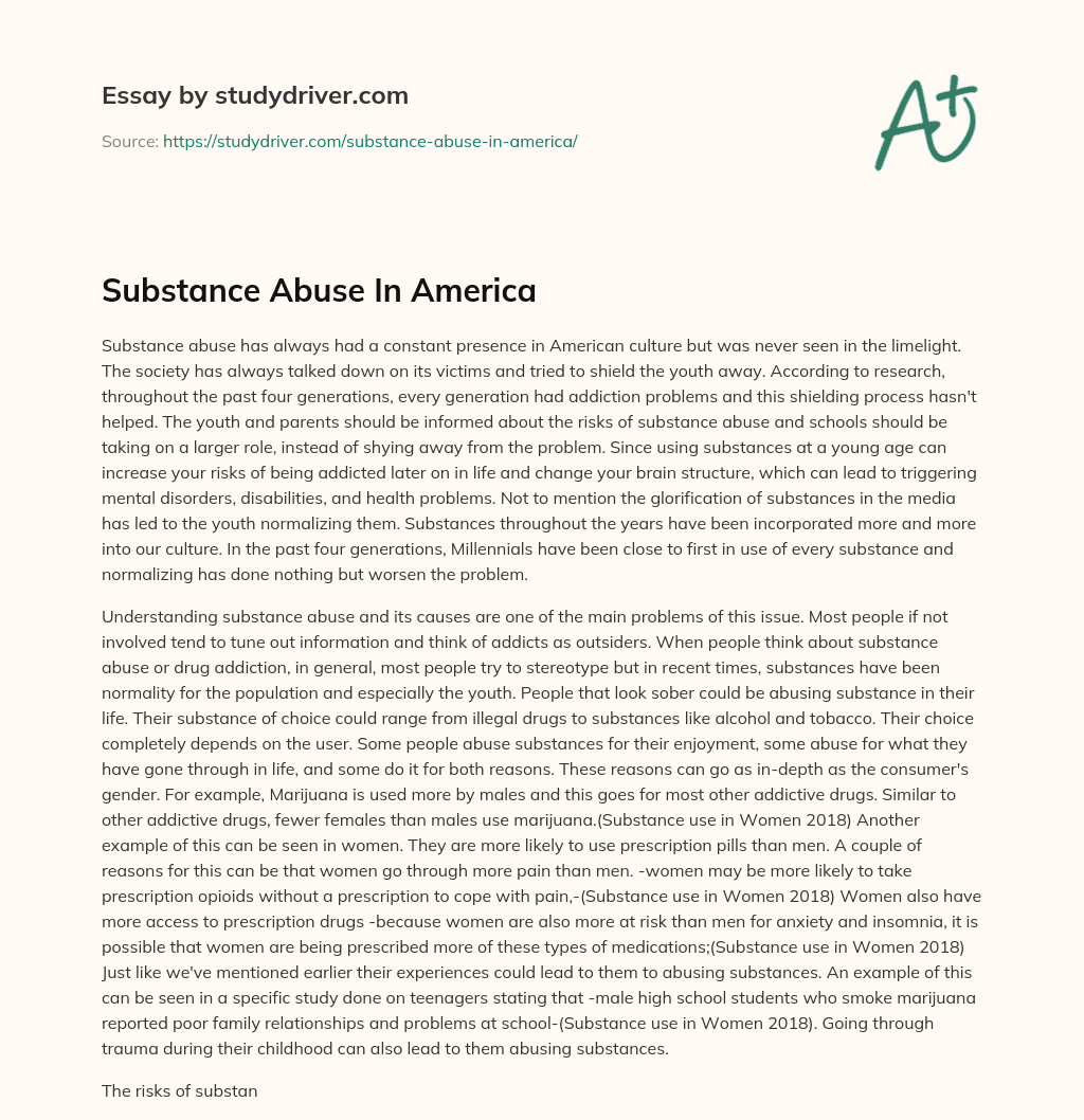 Substance Abuse in America essay
