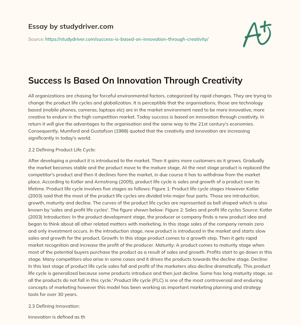 Success is Based on Innovation through Creativity essay