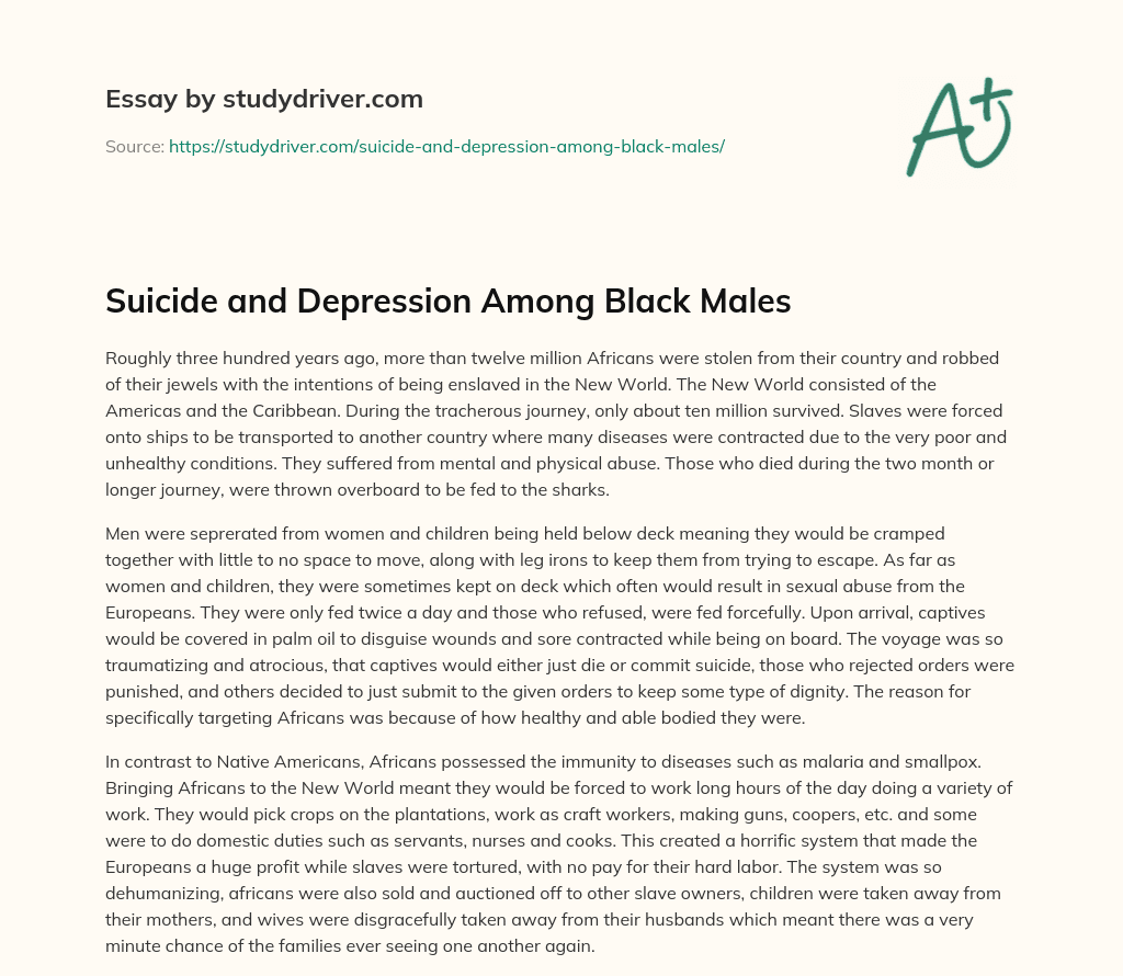 Suicide and Depression Among Black Males essay