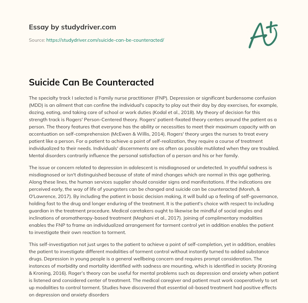 Suicide Can be Counteracted essay