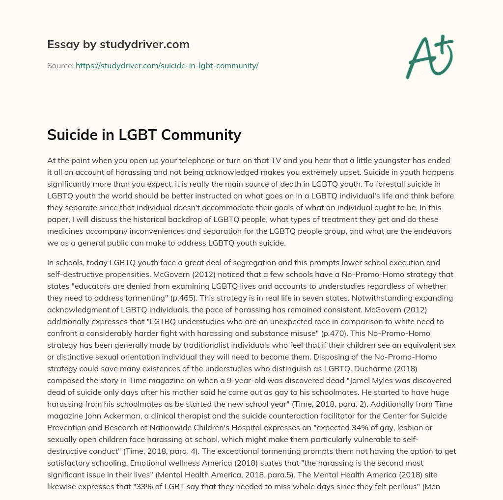 Suicide in LGBT Community essay