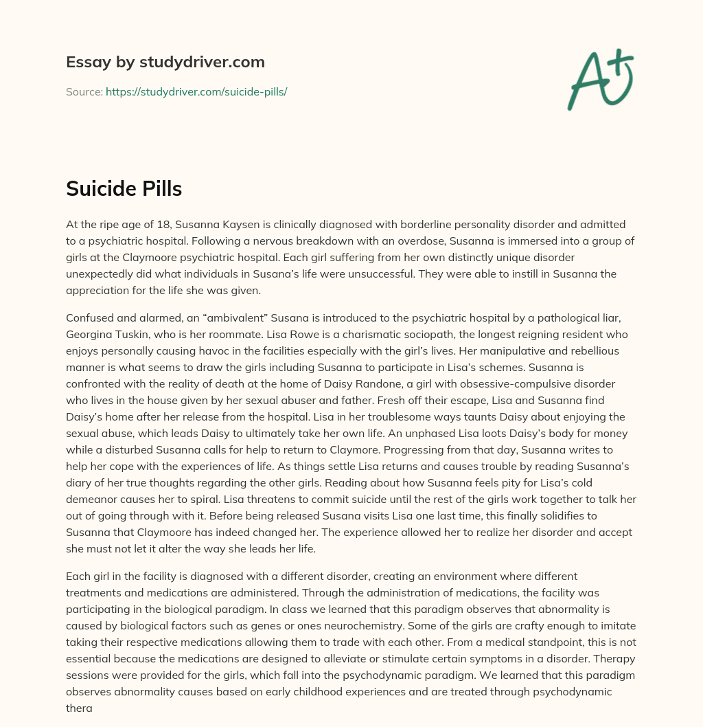 Suicide Pills essay