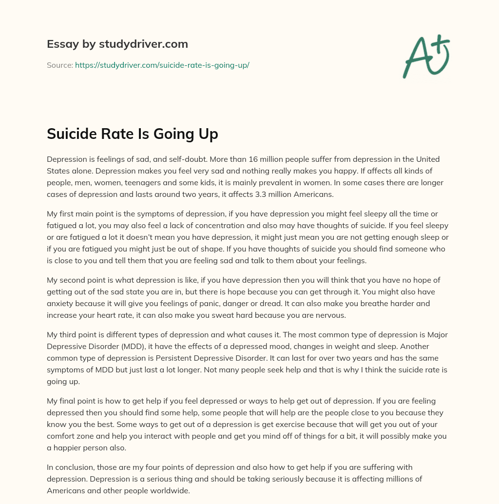 Suicide Rate is Going up essay