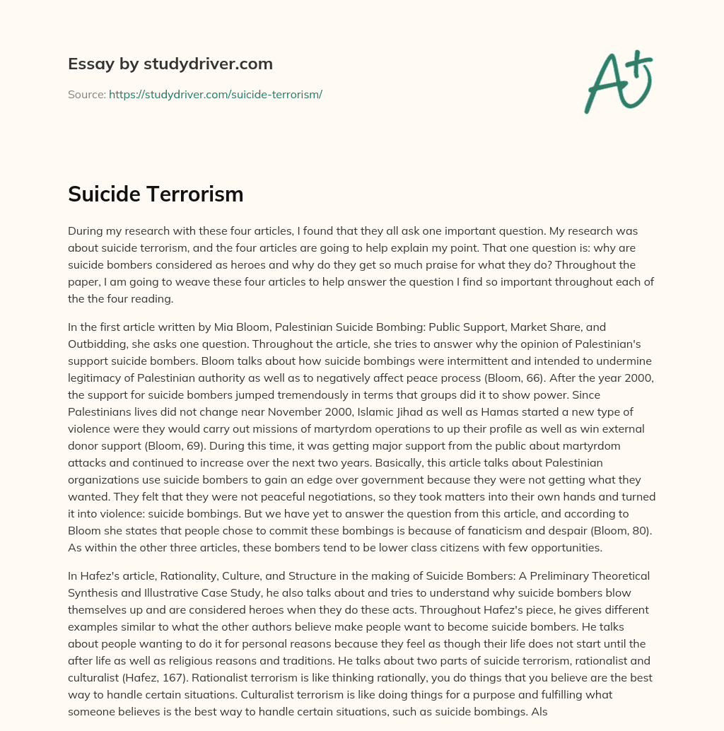 Suicide Terrorism essay
