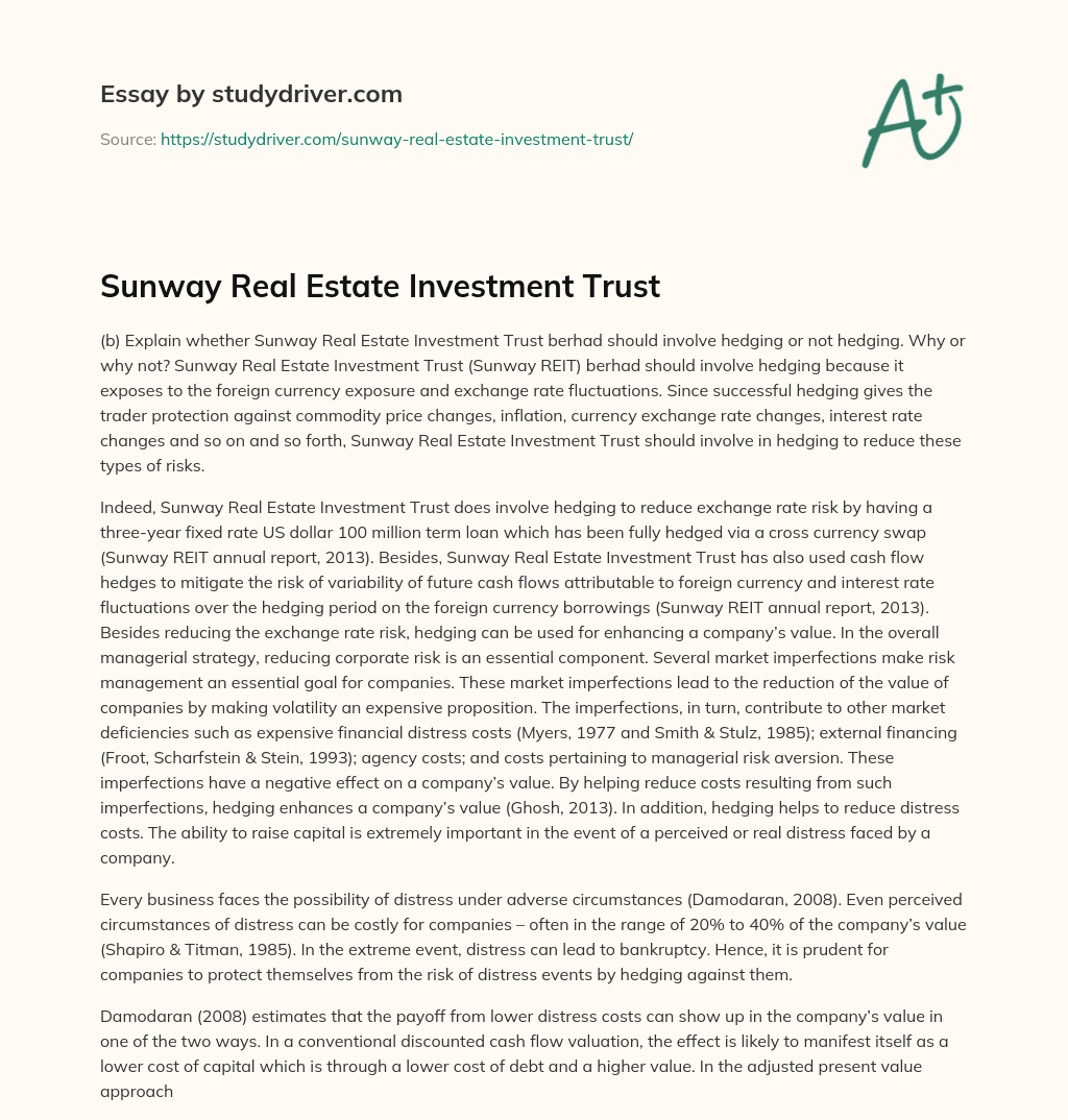 Sunway Real Estate Investment Trust essay