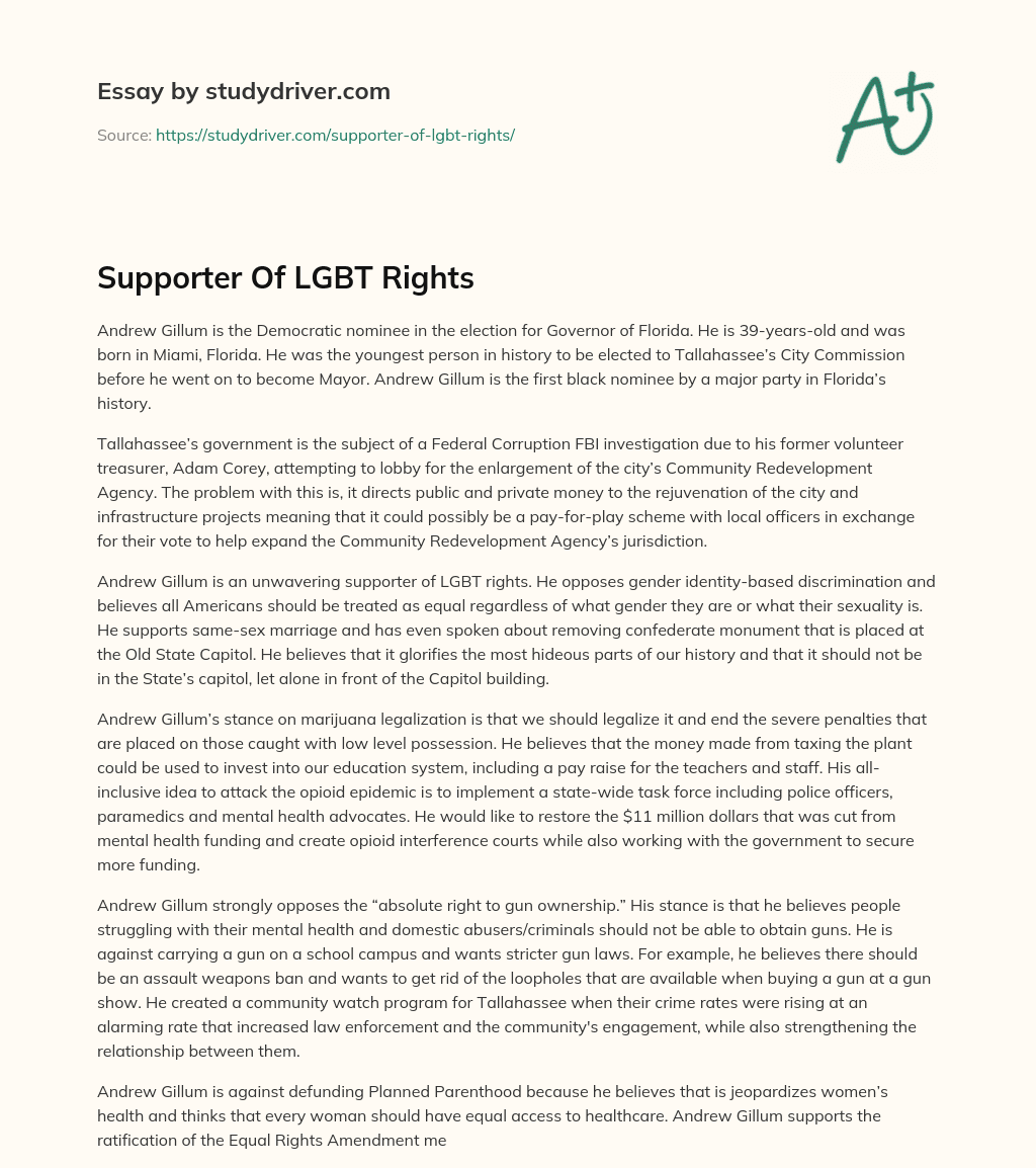 Supporter of LGBT Rights essay