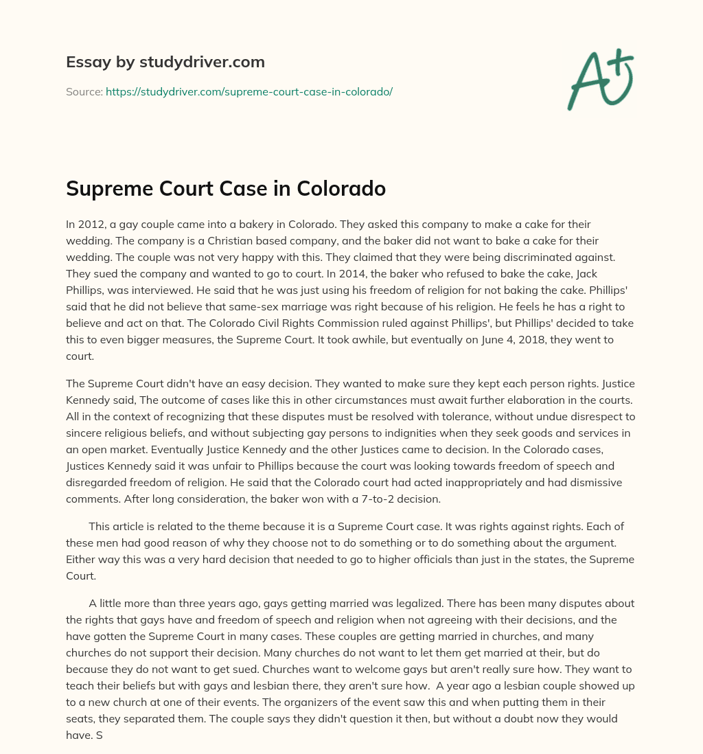 Supreme Court Case in Colorado essay